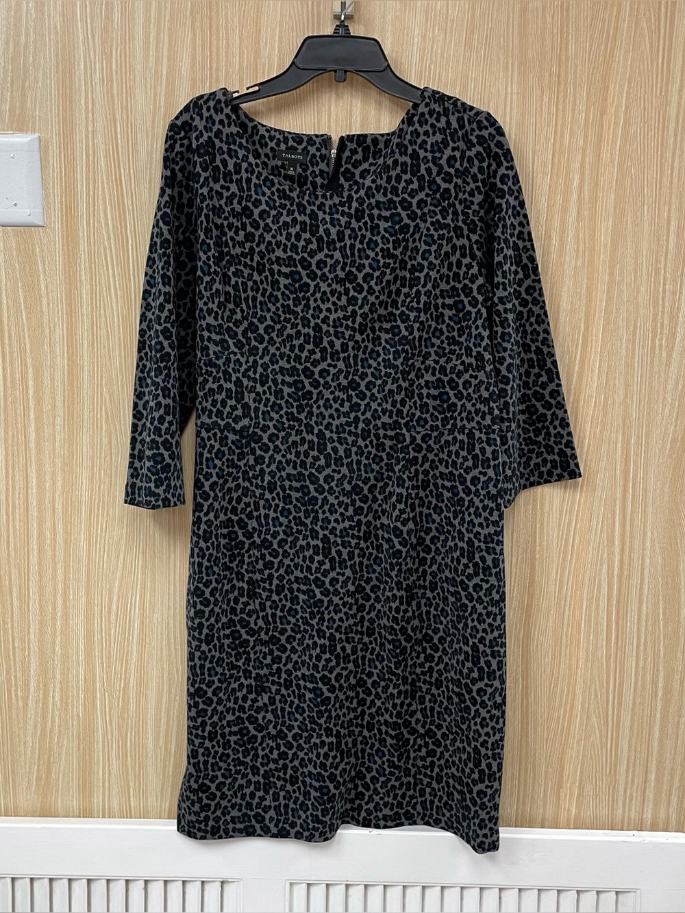 Talbots gray animal print dress size 16